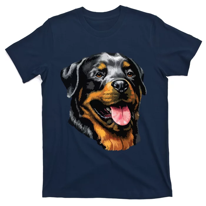 Face Portrait Watercolor Painting Rott Cool Dog Rottweiler T-Shirt