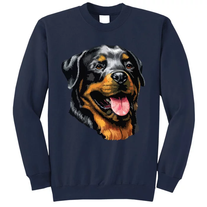 Face Portrait Watercolor Painting Rott Cool Dog Rottweiler Tall Sweatshirt