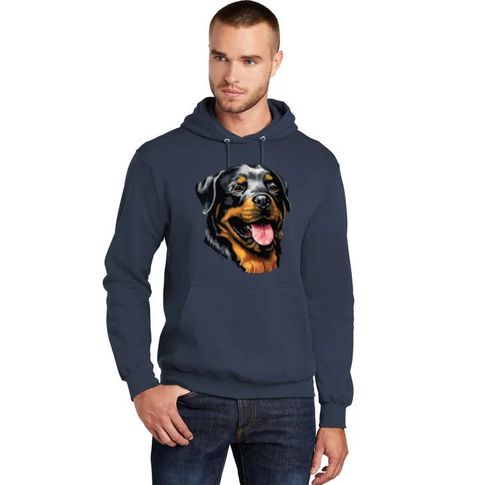 Face Portrait Watercolor Painting Rott Cool Dog Rottweiler Tall Hoodie