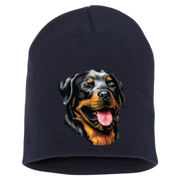 Face Portrait Watercolor Painting Rott Cool Dog Rottweiler Short Acrylic Beanie