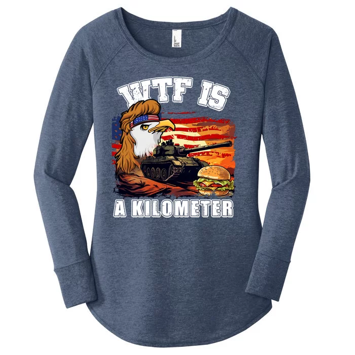 Funny Patriotic Wtf Is A Kilometer Women's Perfect Tri Tunic Long Sleeve Shirt