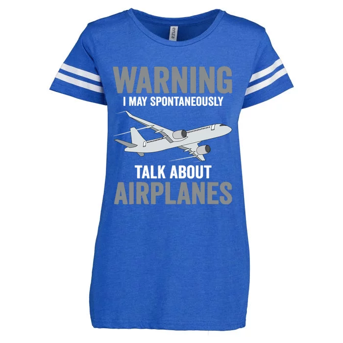 Funny Pilot Warning May Spontaneously Talk About Airplanes Enza Ladies Jersey Football T-Shirt