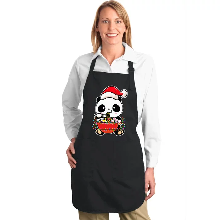 Festive Panda with Christmas Lights Cute Holiday Gift Full-Length Apron With Pocket