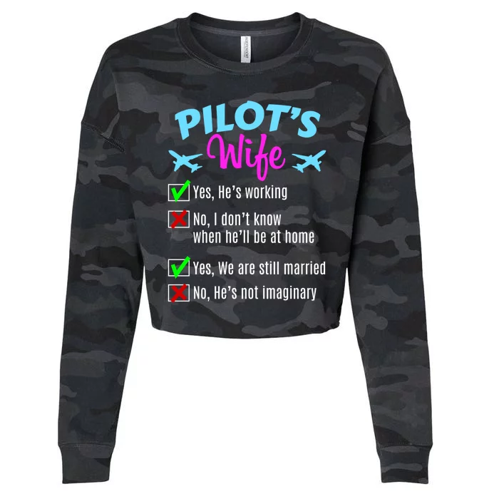 Funny Pilots Wife Gift Cropped Pullover Crew