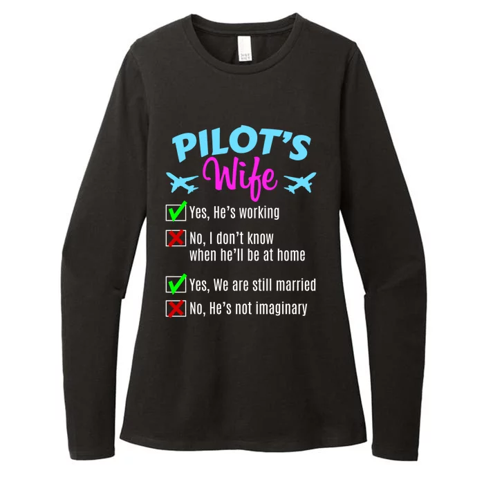 Funny Pilots Wife Gift Womens CVC Long Sleeve Shirt