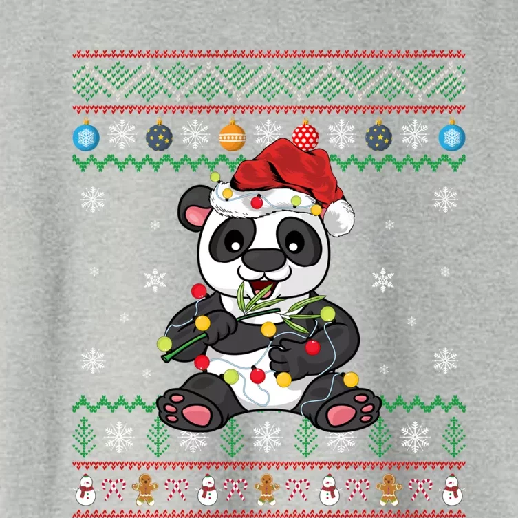 Funny Panda Xmas Gift Santa Hat Ugly Panda Christmas Gift Women's Crop Top Tee