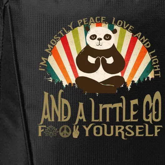 Funny Panda Yoga I'm Mostly Peace Love And Light Design Gift City Backpack