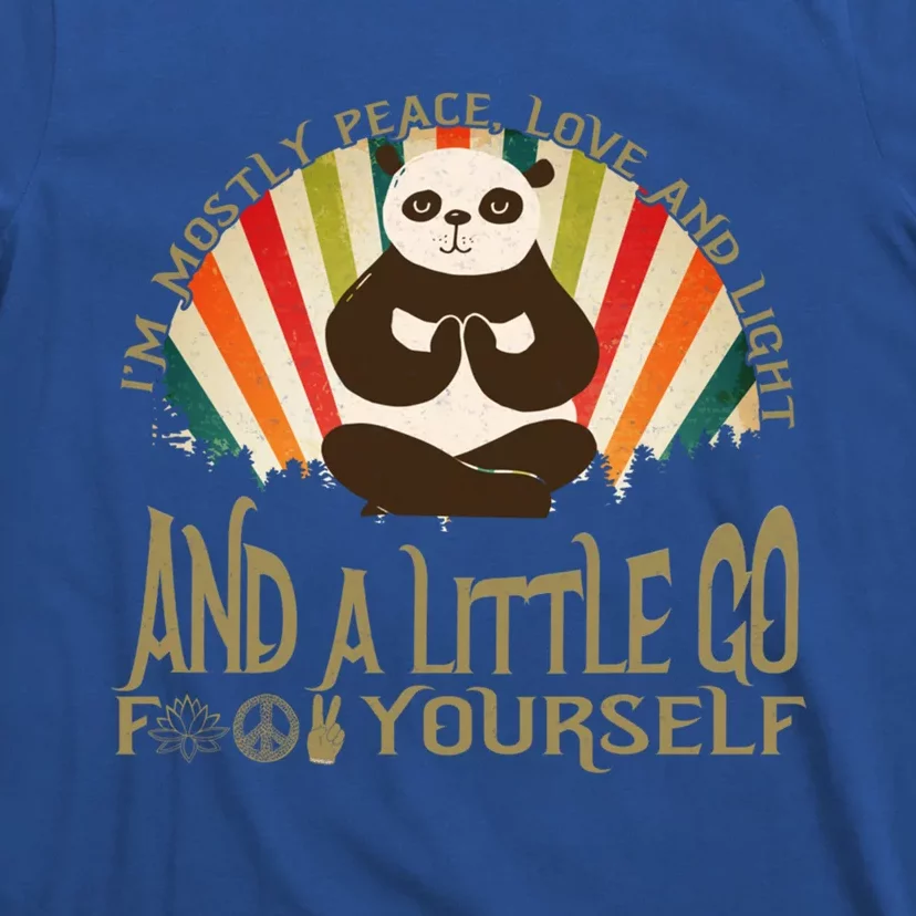 Funny Panda Yoga I'm Mostly Peace Love And Light Design Gift T-Shirt