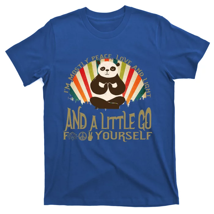 Funny Panda Yoga I'm Mostly Peace Love And Light Design Gift T-Shirt