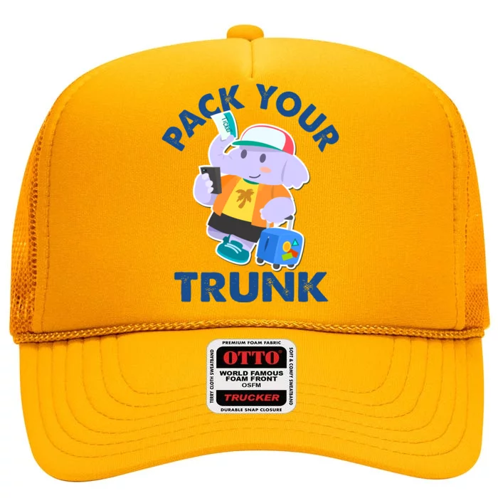 Funny Pack Your Trunk Elephant High Crown Mesh Trucker Hat