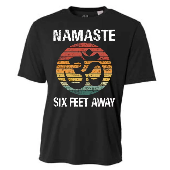 Funny Puns Yoga Social Distancing Namaste Six Feet Away Gift Cooling Performance Crew T-Shirt