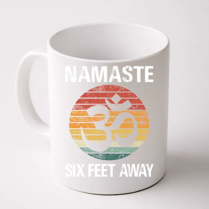 Funny Puns Yoga Social Distancing Namaste Six Feet Away Gift Front & Back Coffee Mug