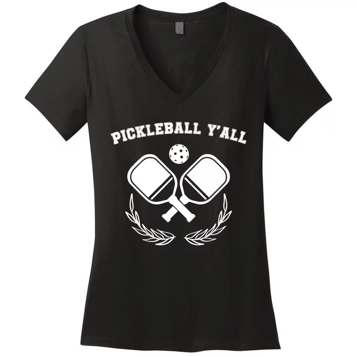 Funny Pickleball Ya'll Tees Pickle Ball Lover Women's V-Neck T-Shirt