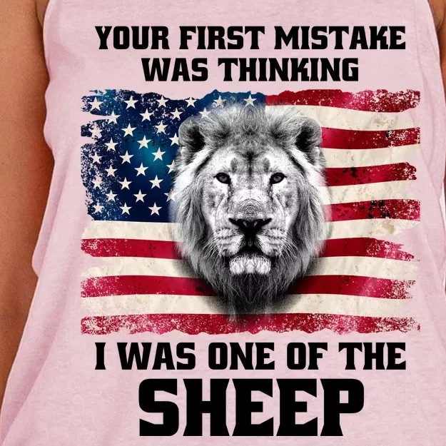 Freedom Patriot Your First Mistake Was Thinking I Was One Of The Sheep Women's Knotted Racerback Tank