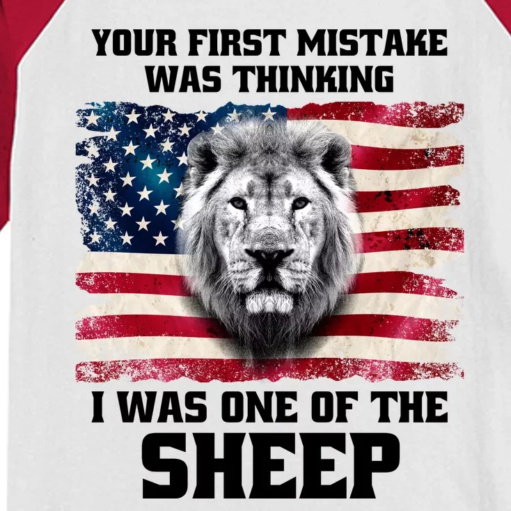 Freedom Patriot Your First Mistake Was Thinking I Was One Of The Sheep Kids Colorblock Raglan Jersey