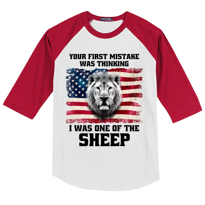 Freedom Patriot Your First Mistake Was Thinking I Was One Of The Sheep Kids Colorblock Raglan Jersey