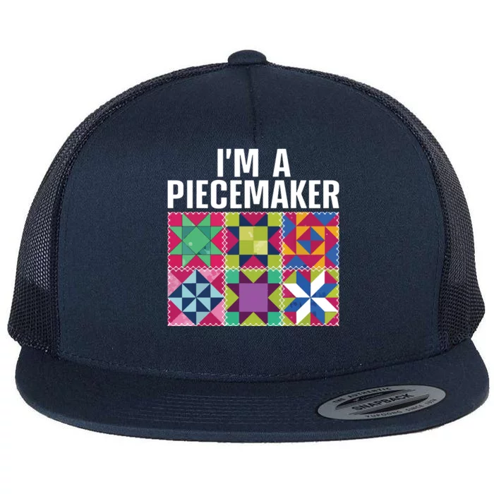 Funny Quilting Art For Quilter Sewer Women Moms Piecemaker Flat Bill Trucker Hat