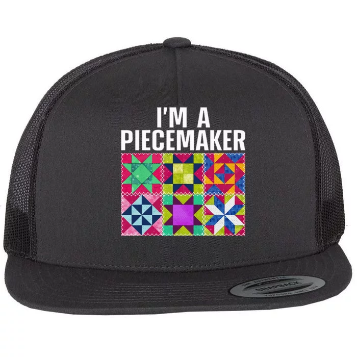 Funny Quilting Art For Quilter Sewer Women Moms Piecemaker Flat Bill Trucker Hat