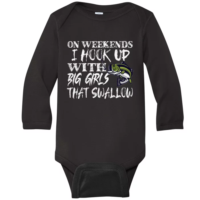 Funny Quote Bass Fishing Printed On Back Baby Long Sleeve Bodysuit