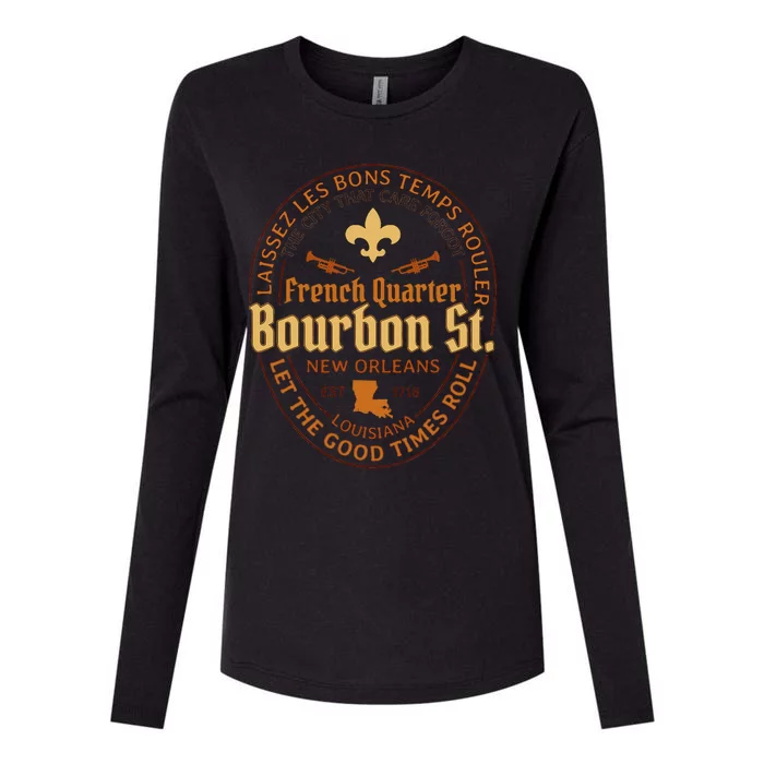 French Quarter Bourbon St New Orleans Souvenir Womens Cotton Relaxed Long Sleeve T-Shirt