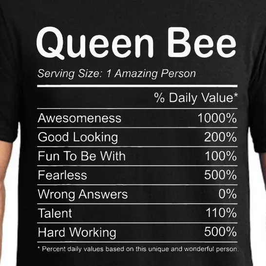 Funny Queen Bee Nutritional Label Pajama Set