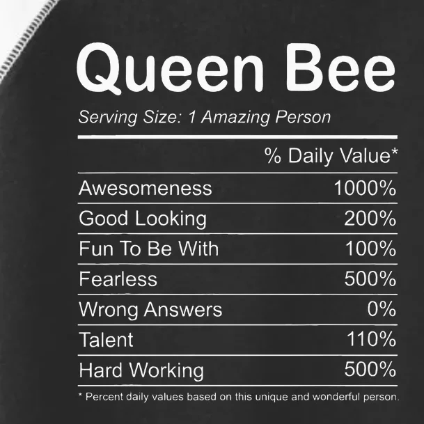 Funny Queen Bee Nutritional Label Toddler Fine Jersey T-Shirt