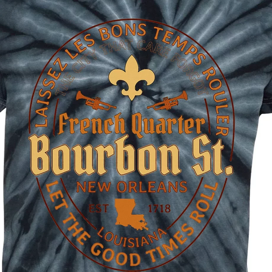 French Quarter Bourbon St New Orleans Souvenir Kids Tie-Dye T-Shirt