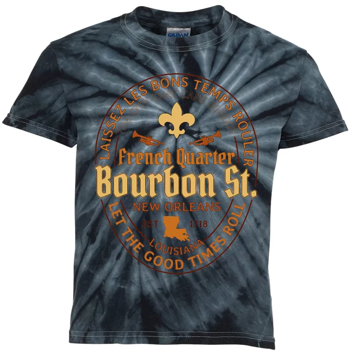 French Quarter Bourbon St New Orleans Souvenir Kids Tie-Dye T-Shirt