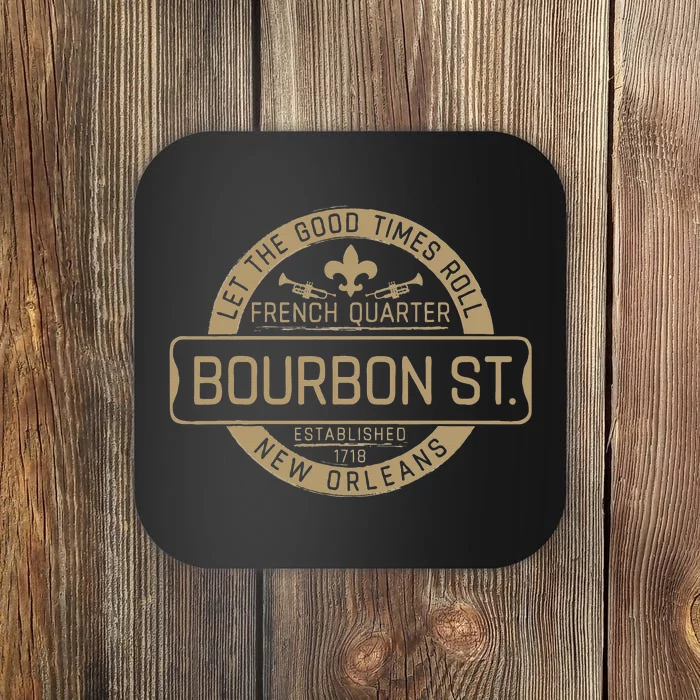 French Quarter Bourbon St New Orleans Fleur De Lis Souvenir Coaster