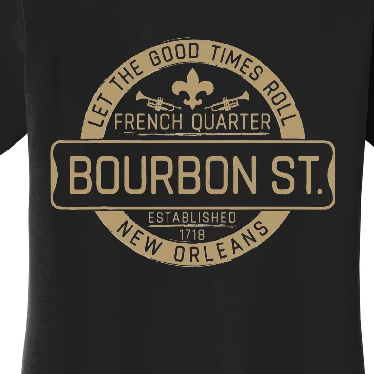 French Quarter Bourbon St New Orleans Fleur De Lis Souvenir Women's T-Shirt