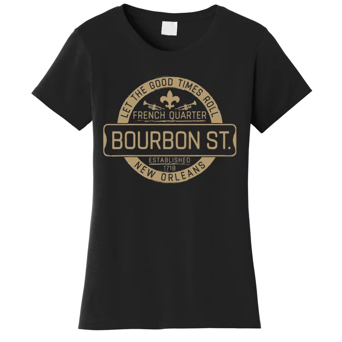 French Quarter Bourbon St New Orleans Fleur De Lis Souvenir Women's T-Shirt