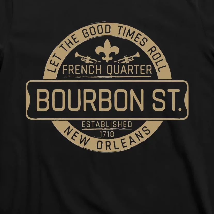 French Quarter Bourbon St New Orleans Fleur De Lis Souvenir T-Shirt