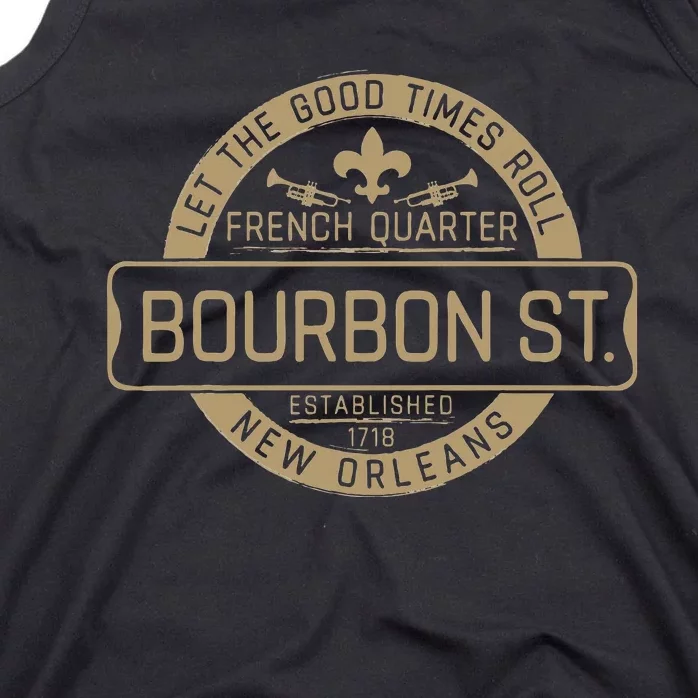 French Quarter Bourbon St New Orleans Fleur De Lis Souvenir Tank Top