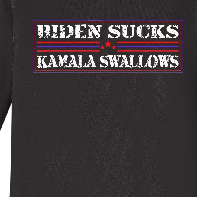 Funny Quote Biden And Kamala Biden Sucks Kamala Swallows Baby Long Sleeve Bodysuit