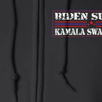 Funny Quote Biden And Kamala Biden Sucks Kamala Swallows Full Zip Hoodie