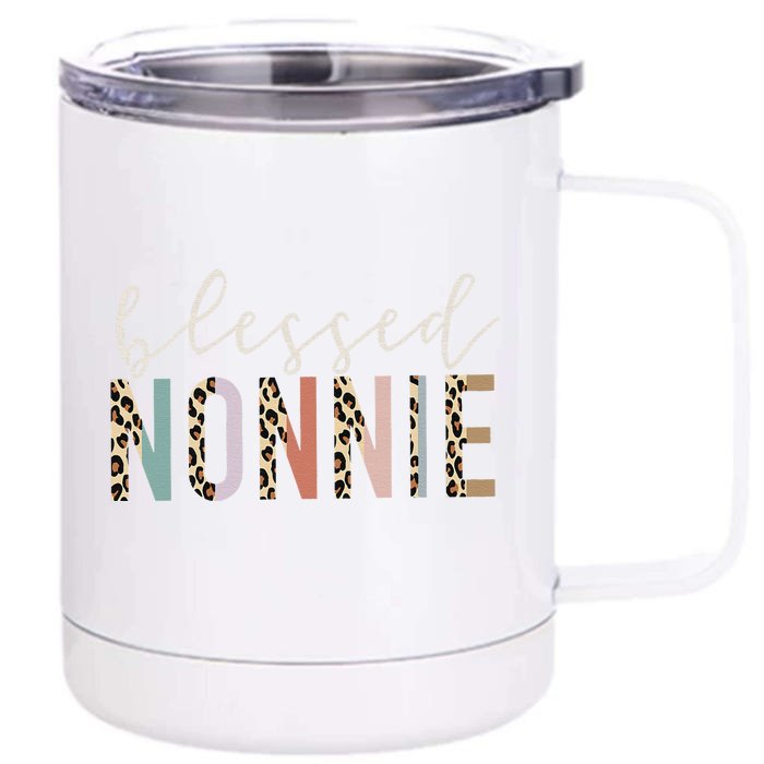 funny quote Blessed Nonnie Cute Leopard Front & Back 12oz Stainless Steel Tumbler Cup