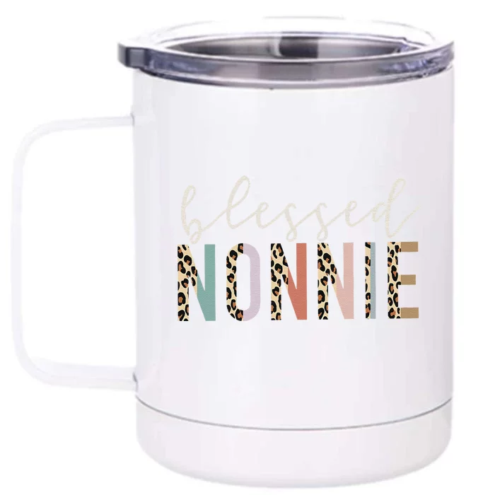 funny quote Blessed Nonnie Cute Leopard Front & Back 12oz Stainless Steel Tumbler Cup