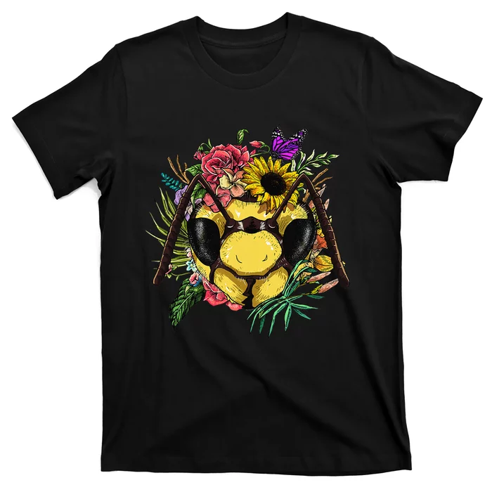 Floral Queen Bee Gardening Botanical Plants Lover Beekeeping T-Shirt