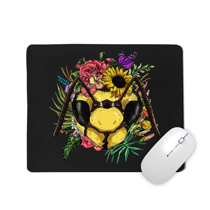 Floral Queen Bee Gardening Botanical Plants Lover Beekeeping Mousepad