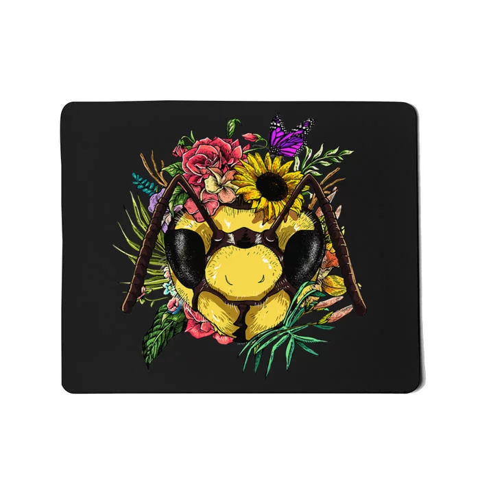 Floral Queen Bee Gardening Botanical Plants Lover Beekeeping Mousepad