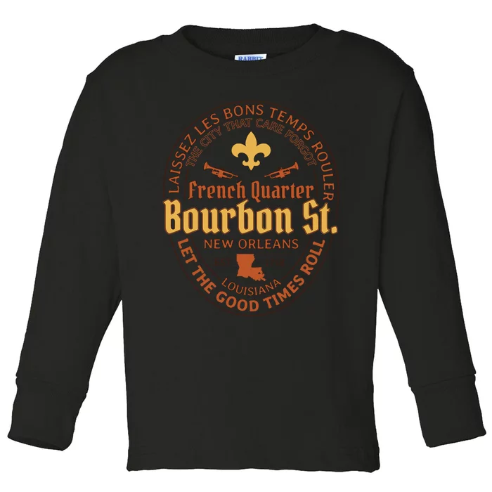 French Quarter Bourbon St New Orleans Souvenir Gift Toddler Long Sleeve Shirt