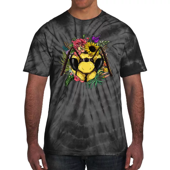 Floral Queen Bee Gardening Botanical Plants Lover Tie-Dye T-Shirt