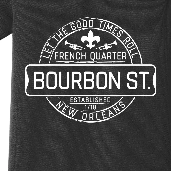 French Quarter Bourbon St New Orleans Fleur De Lis Souvenir Baby Bodysuit