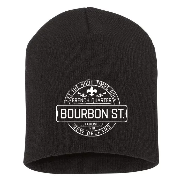 French Quarter Bourbon St New Orleans Fleur De Lis Souvenir Short Acrylic Beanie