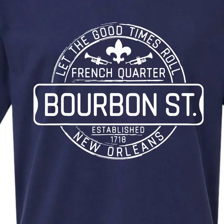 French Quarter Bourbon St New Orleans Fleur De Lis Souvenir Sueded Cloud Jersey T-Shirt