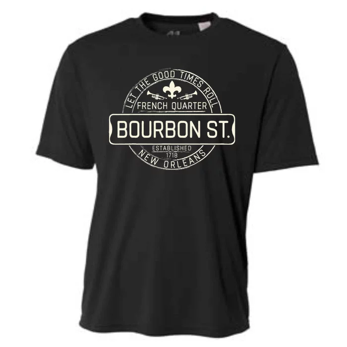 French Quarter Bourbon St New Orleans Fleur De Lis Souvenir Cooling Performance Crew T-Shirt