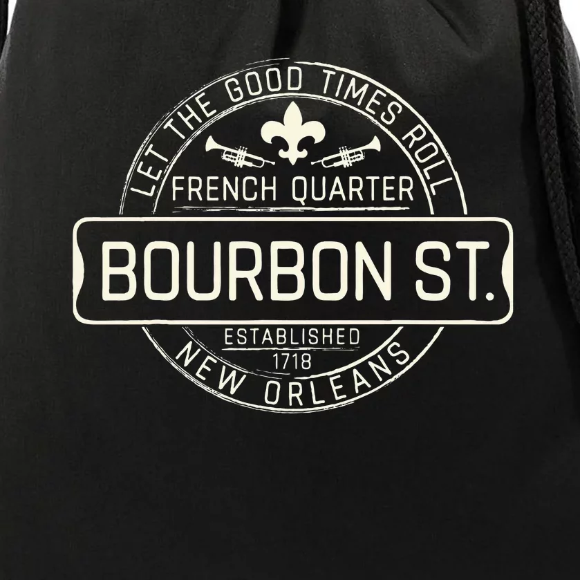 French Quarter Bourbon St New Orleans Fleur De Lis Souvenir Drawstring Bag