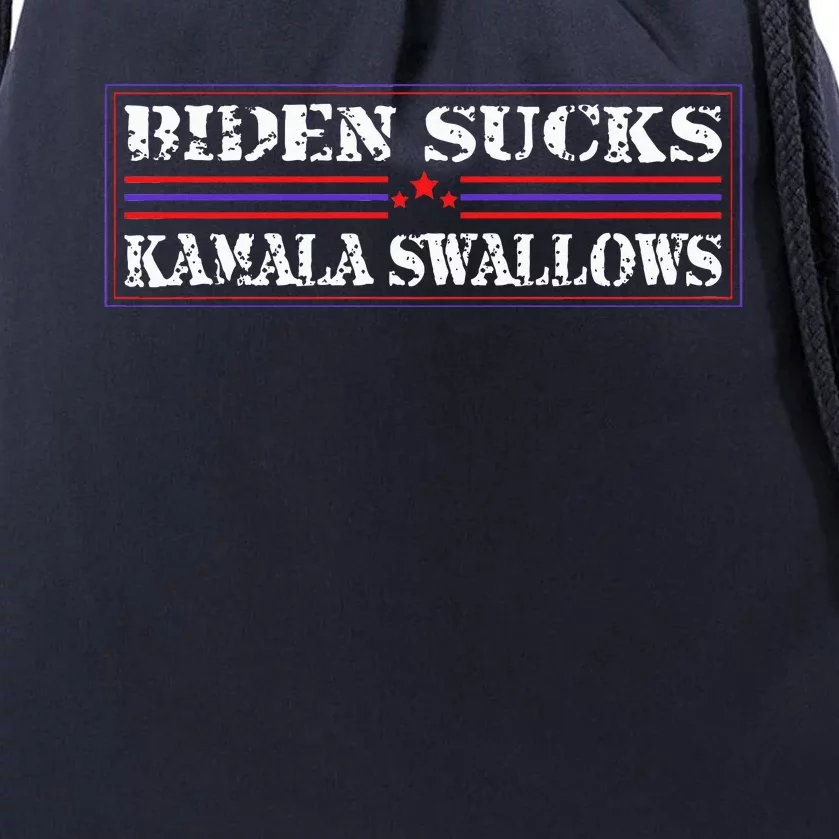 Funny Quote Biden And Kamala Biden Sucks Kamala Swallows Drawstring Bag