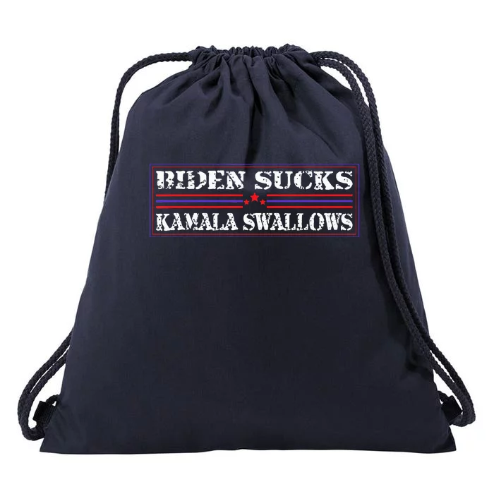 Funny Quote Biden And Kamala Biden Sucks Kamala Swallows Drawstring Bag