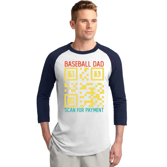 Funny Qr code Baseball Dad Scan For Payment Father's Day Baseball Sleeve Shirt